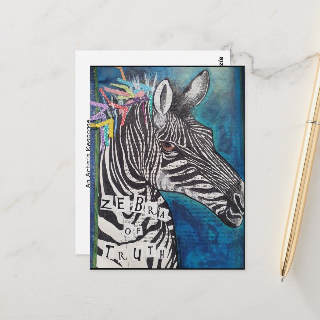 Carte postale 'Zebra of Truth' (Devant/Arrière en situation)