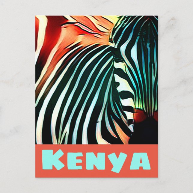 Carte Postale Zebra Pop Art Kenya Style affiche de voyage (Devant)