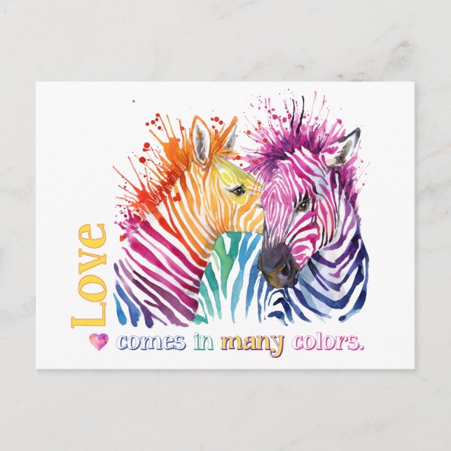 Carte Postale Zebra Rainbow Gifts (Devant)