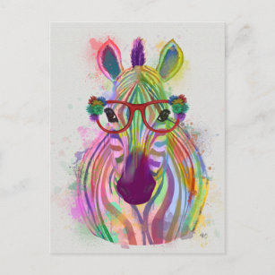 Carte Postale Zebra Rainbow Splash