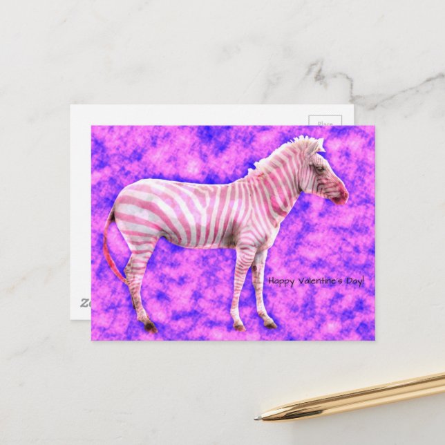 Carte Postale Zebra Saint-Valentin (Devant/Arrière en situation)