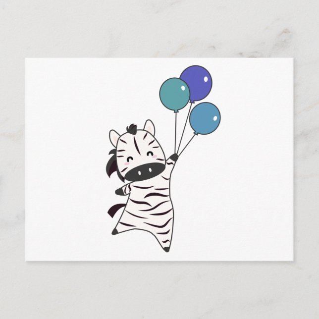 Carte Postale Zebra S'Envole Avec Des Ballons Sur Des Animaux Do (Devant)