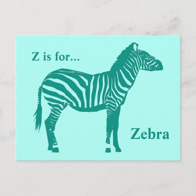 Carte Postale Zebra - Turquoise et Aqua (Devant)