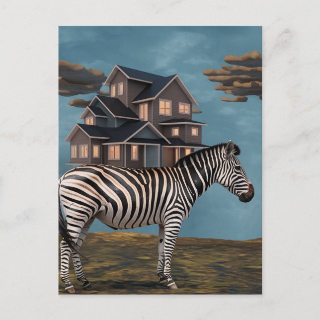Carte Postale Zebra With House (Devant)