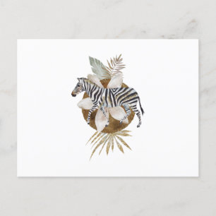 Carte Postale Zèbre-Aquarelle Animal tropical