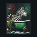 Carte Postale Zèbre dans une baignoire<br><div class="desc">L'IA a généré l'art d'un beau zèbre dans une baignoire</div>
