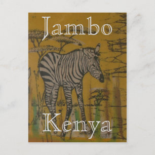 Carte Postale Zèbre de safari africain de la faune du Kenya