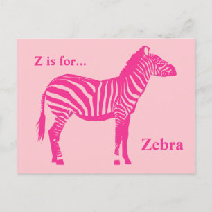 Carte Postale Zèbre - Fuchsia et rose clair