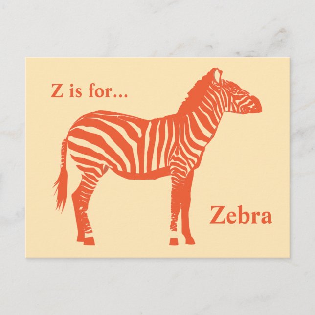 Carte Postale Zèbre - Mandarin et orange clair (Devant)