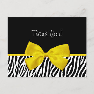 Carte Postale Zèbre Noir Et Blanc Tendance Imprimer Ruban Jaune
