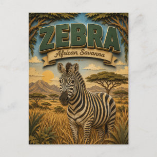 Carte Postale Zèbre Savane Africaine POPCUT