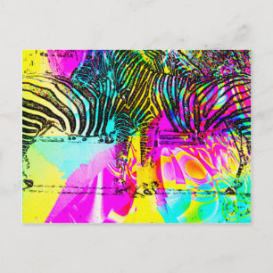 Carte Postale Zèbres colorés