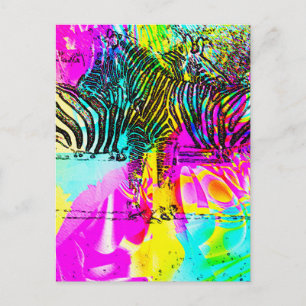 Carte Postale Zèbres Colorés