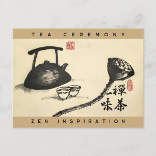 Carte Postale 'Zen and Tea have One Taste' Zen Calligraphie