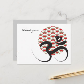 Carte Postale Zen Asiatique Rouge Soleil Yoga Moderne Calligraph
