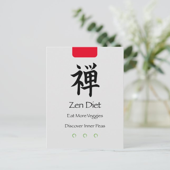 Carte Postale Zen Diet Manger Plus Légume Vertical (Debout devant)