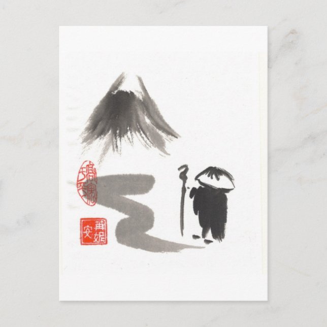 Carte Postale Zen Monk sur le voyage (Devant)
