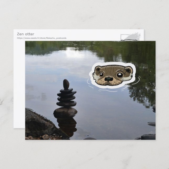 Carte Postale Zen Otter (color) (Devant / Derrière)
