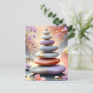 Carte Postale Zen Pierres Spirituelles Équilibrer Art Floral