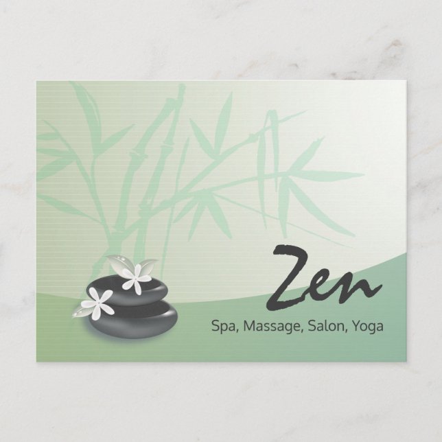 Carte Postale ZEN Stone Bamboo YOGA SPA Massage Thérapie Salon (Devant)