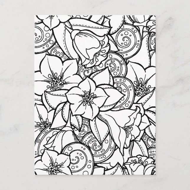 Carte Postale Zendoodle Fleur (Devant)