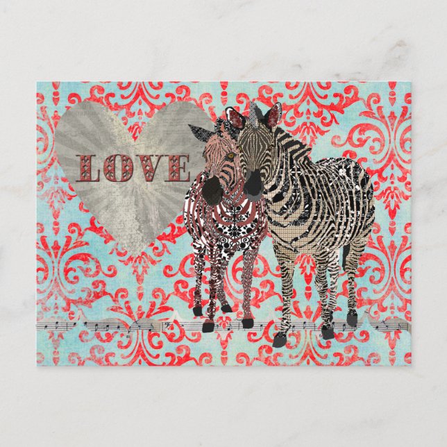 Carte postale Zenya & Zeb Love Damask (Devant)