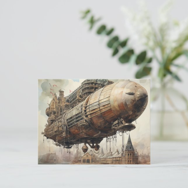 Carte Postale Zeppelin Steampunk vintage (2) (Debout devant)