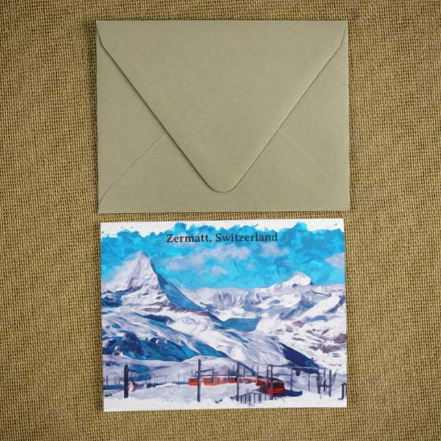 Carte Postale Zermatt Suisse Alpes suisses Paysage hivernal (colorful zermatt switzerland winter postcard)