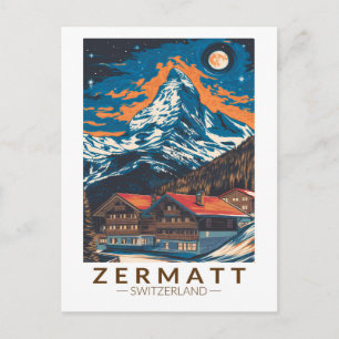 Carte Postale Zermatt Suisse Matterhorn Travel Art Vintage