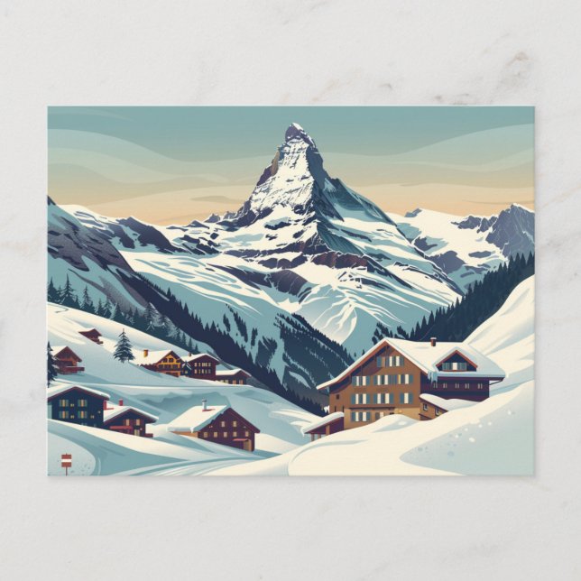 Carte Postale Zermatt, Suisse Matterhorn Vintage voyage (Devant)
