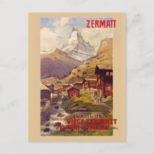 Carte Postale Zermatt Suisse Poster vintage 1900
