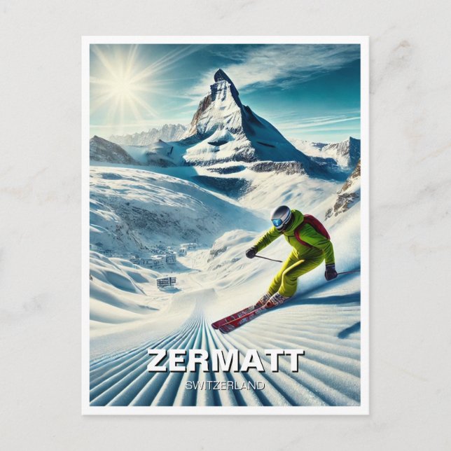 Carte Postale Zermatt Suisse Skier (Devant)