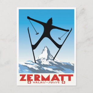 Carte Postale Zermatt, Valais, Suisse, Ski