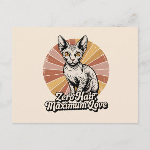 Carte Postale Zéro Cheveux Amour Maximum Sphynx Rétro