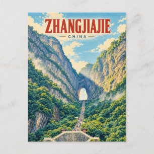 Carte Postale Zhangjiajie Chine Art de Voyage Vintage