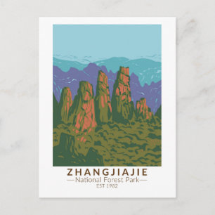 Carte Postale Zhangjiajie Forêt Nationale de Chine Voyage Art Ré
