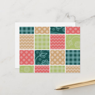 Carte Postale Zigzag, Chevron, Vichy, Points, Patchwork