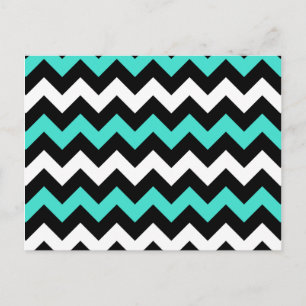 Carte Postale Zigzag noir blanc turquoise
