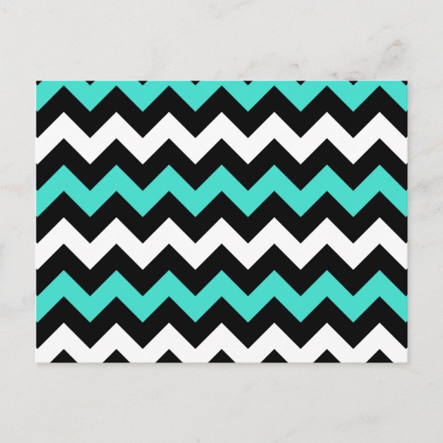 Carte Postale Zigzag noir blanc turquoise (Devant)
