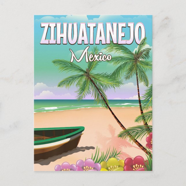 Carte Postale Zihuatanejo affiche de vacances à la plage mexicai (Devant)