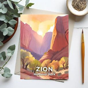 Carte Postale Zion National Park   Aquarelle de voyage