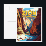 Carte Postale Zion National Park Arizona voyage vintage<br><div class="desc">Zion National Park Arizona USA illustration de la place de voyage vintage</div>