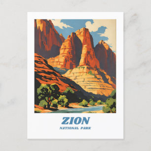 Carte Postale Zion National Park illustration rétro Classic