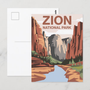 Carte Postale Zion National Park Travel Art