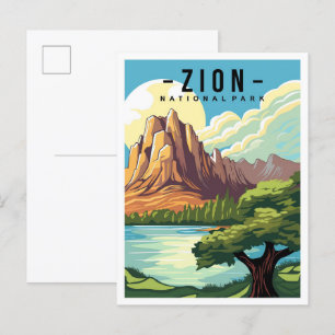 Carte Postale Zion National Park Utah USA Illustration de voyage