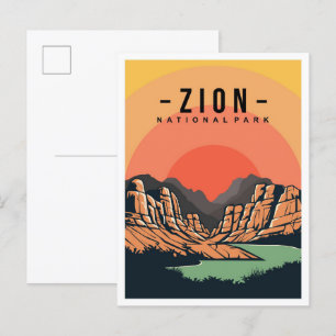 Carte Postale Zion National Park Utah USA Illustration de voyage