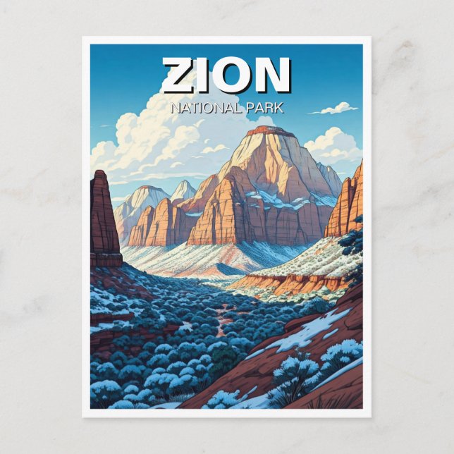 Carte Postale Zion National Park Utah Winter (Devant)