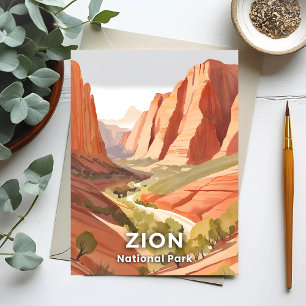 Carte Postale Zion National Park   Voyage Aquarelle Vallée