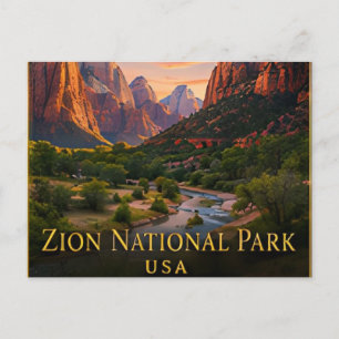 Carte Postale Zion Utah Falaises Rouges & Canyon de la Virgin Ri