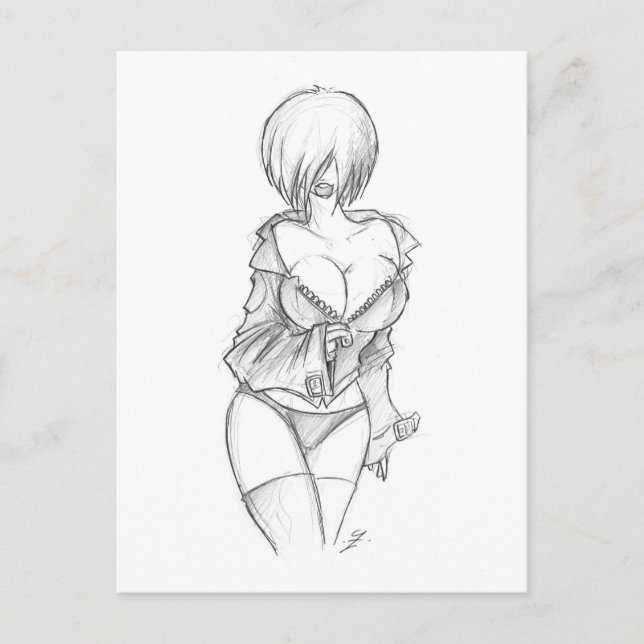 Carte Postale Zip en cuir (Devant)